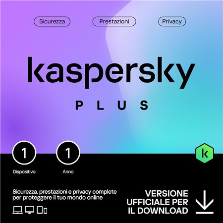 KASPERSKY PLUS 2024  PC / MAC / ANDROID/ IOS -1 ANNO- 1 DISPOSITIVO