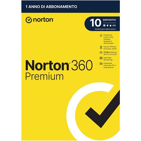Norton 360 Premium 2022 - PC / MAC / ANDROID / IOS-1 ANNO- 10 Pc