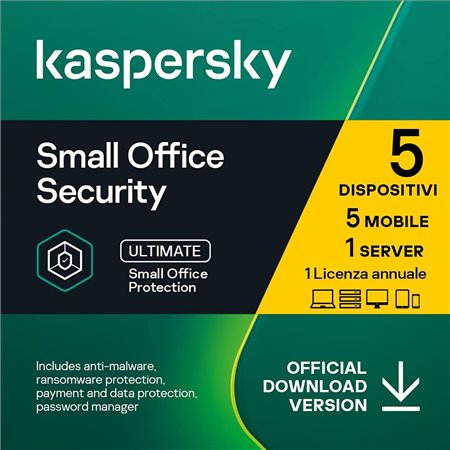 KASPERSKY SMALL OFFICE SECURITY - PC / MAC / ANDROID/ IOS - 5 UTENTI - 1 SERVER - 1 ANNO