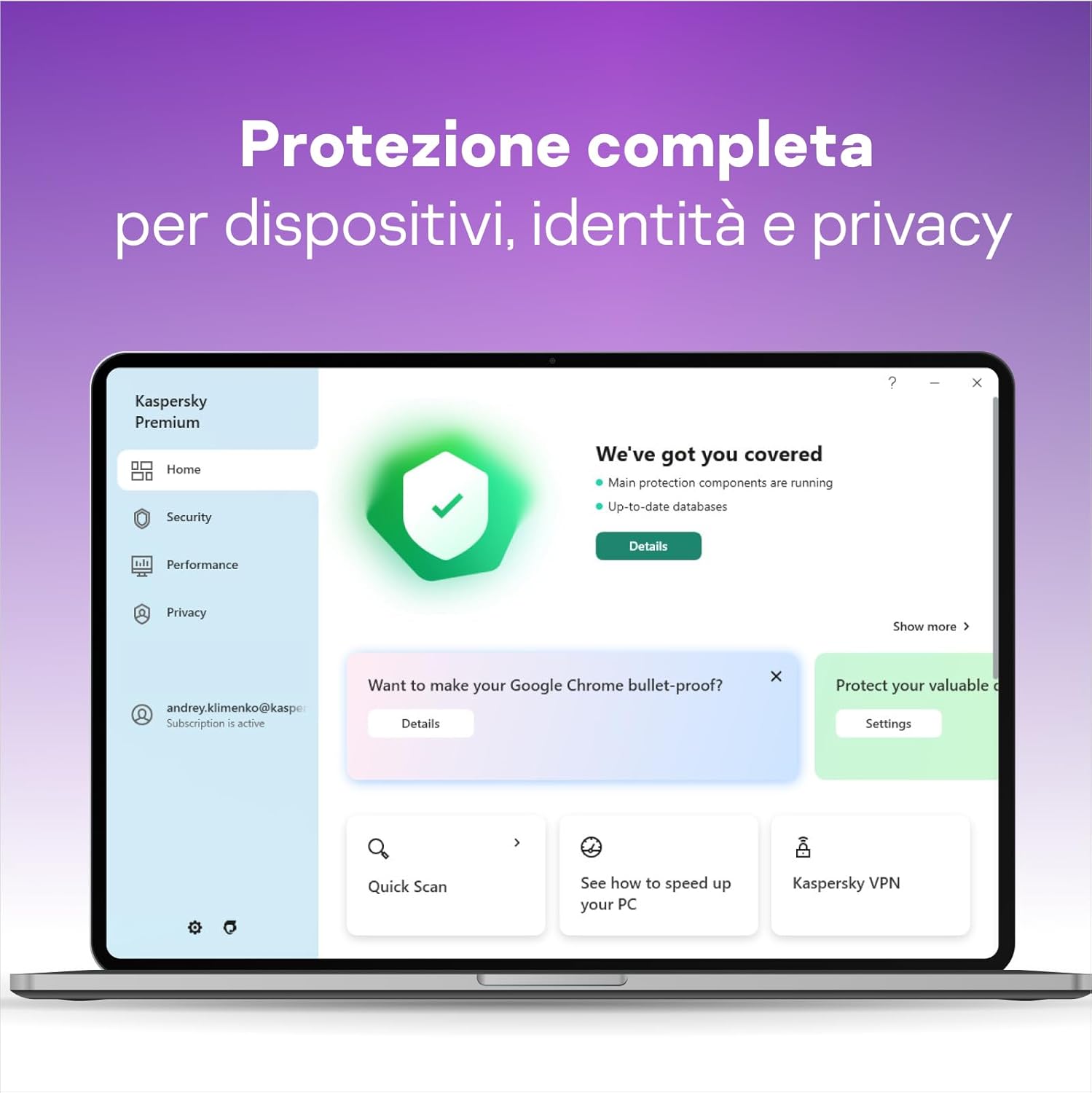 KASPERSKY PREMIUM  PC / MAC / ANDROID/ IOS -1 ANNO- 1 DISPOSITIVO