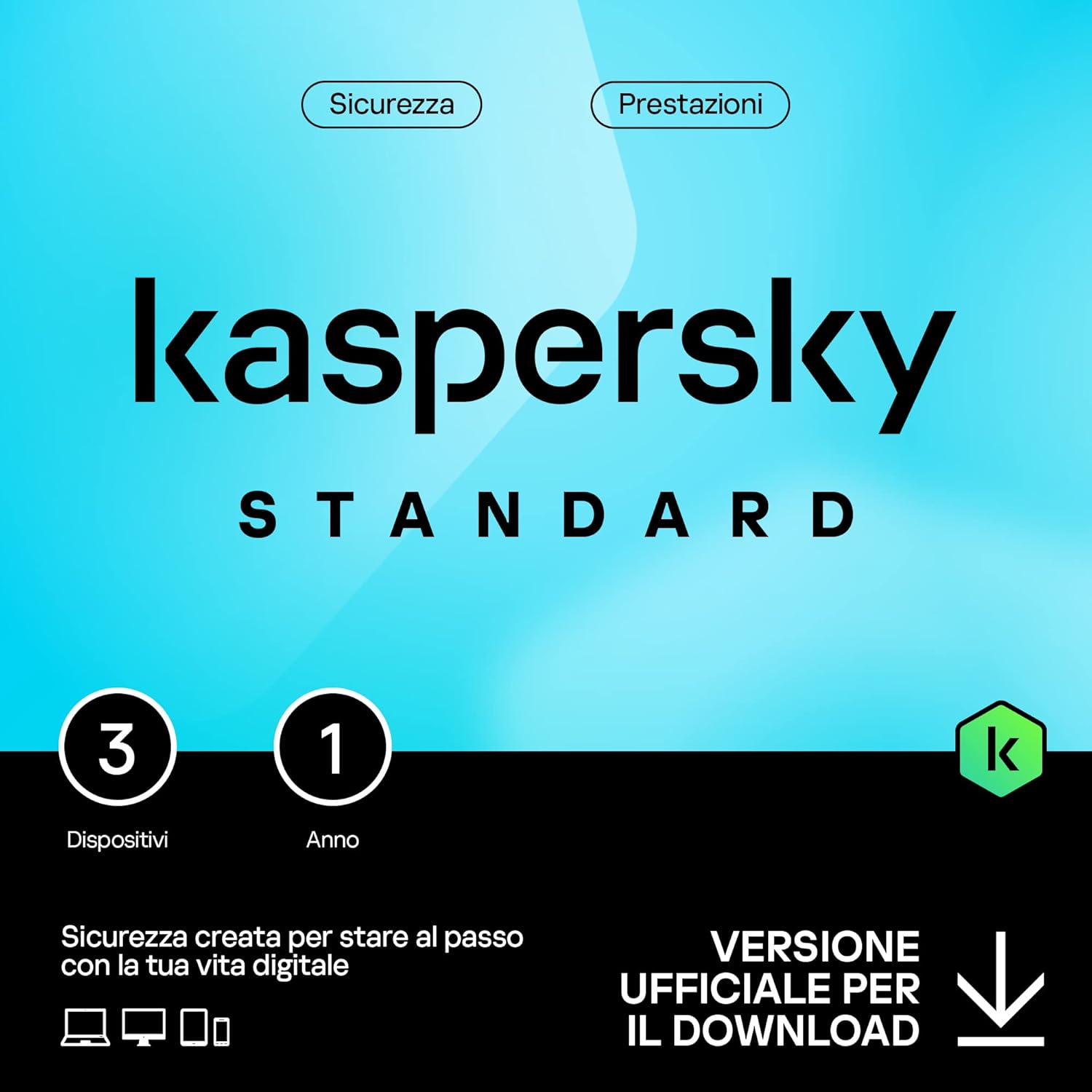 KASPERSKY STANDARD PC / MAC / ANDROID/ IOS- 3 DISPOSITIVI-1 ANNO CN