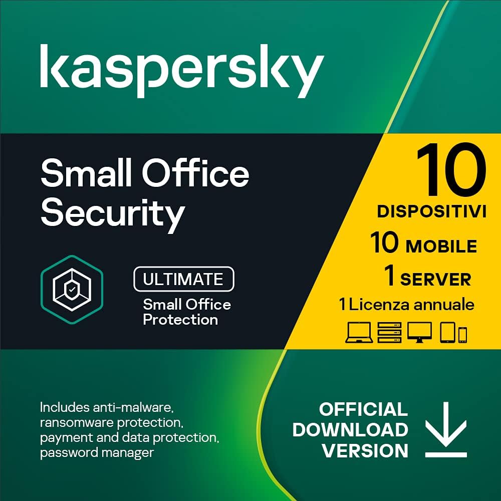 KASPERSKY SMALL OFFICE SECURITY 2026 - PC / MAC / ANDROID/ IOS-10 UTENTI- 1 SERVER - 1 ANNO