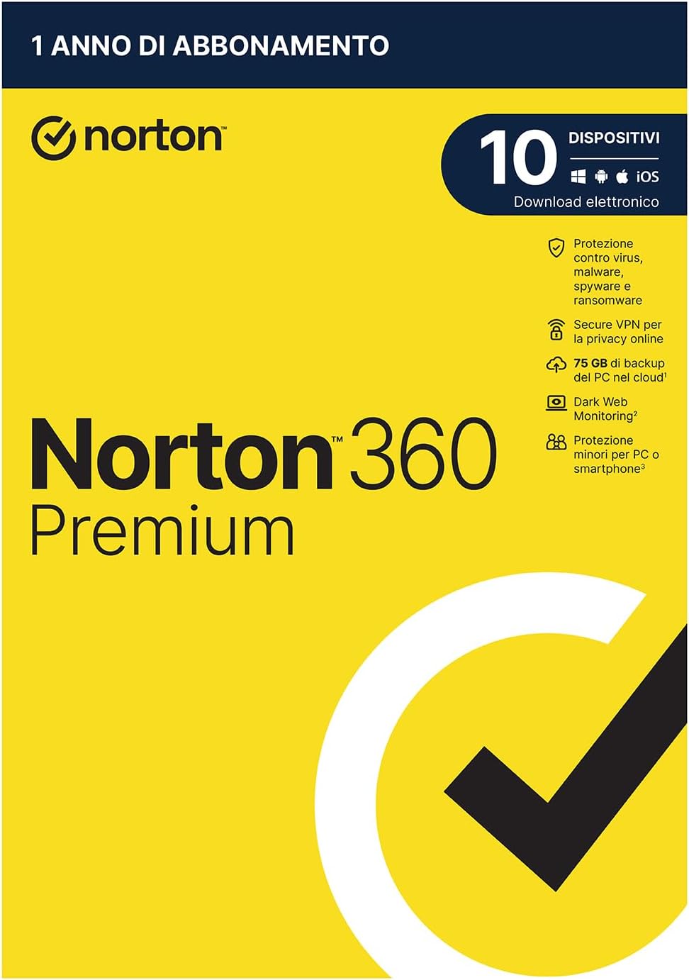 Norton 360 Premium 2023 - PC / MAC / ANDROID / IOS-1 ANNO- 10 PC