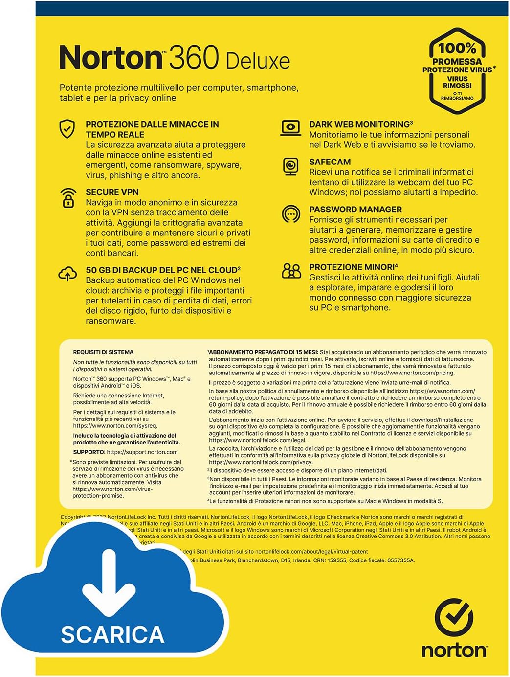 Norton 360 deluxe 2019-2025  - PC / MAC / ANDROID / IOS-1 ANNO- 3 DISPOSITIVI